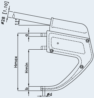 Rudder box 25 assembly for 25 mm Blade thickness